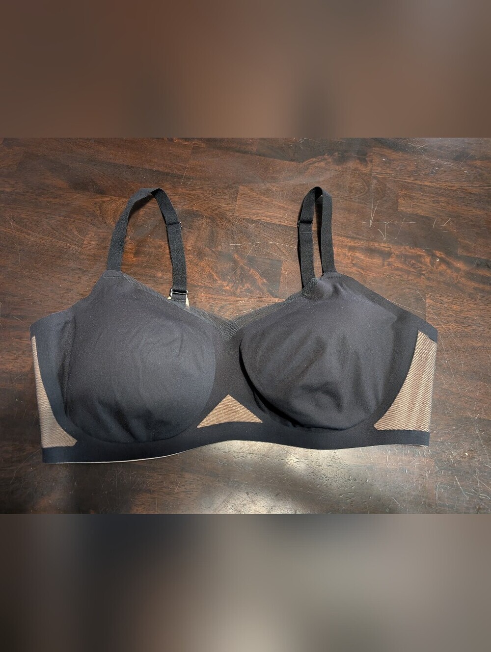 Honeylove Crossover Black/Nude Wireless Bra, Women's 38D